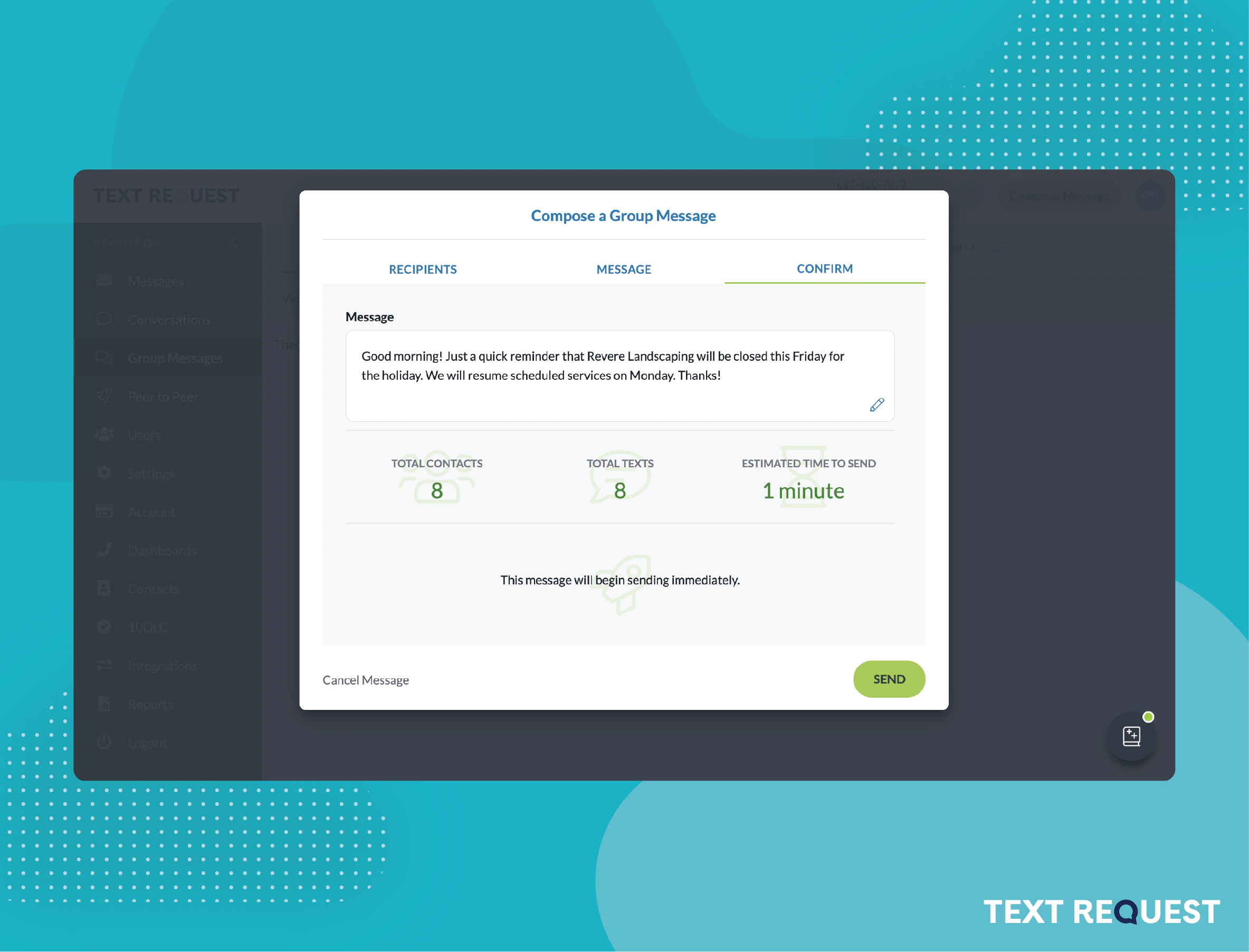 screenshot of Text Request